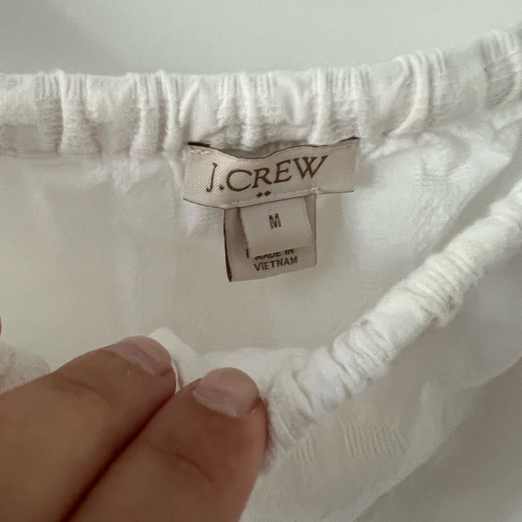 J. Crew Factory White Jacquard Flutter Sleeve Off The Shoulder Top | Size Medium - Picture 5 of 7